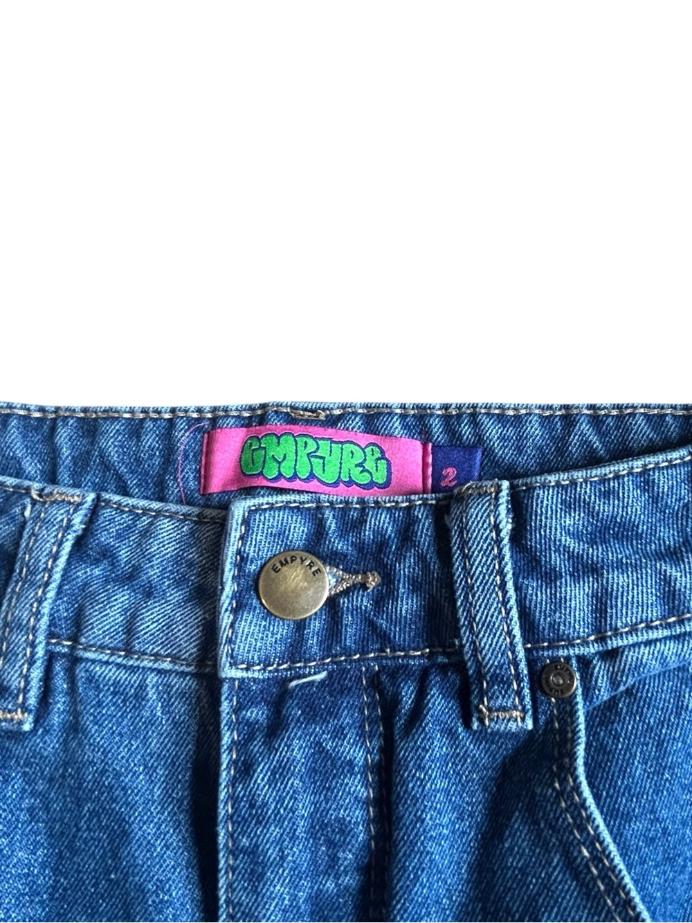 Empyre Y2K Dragon Koi Jeans Size 2 Baggy Relaxed Fit Denim Streetwear - Picture 11 of 16